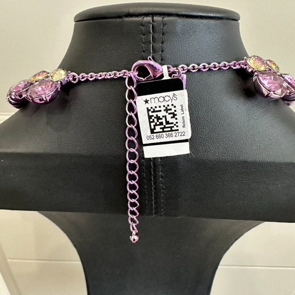 INC International Concepts Purple Double Row Crystal Statement Necklace - NEW - Picture 6 of 9